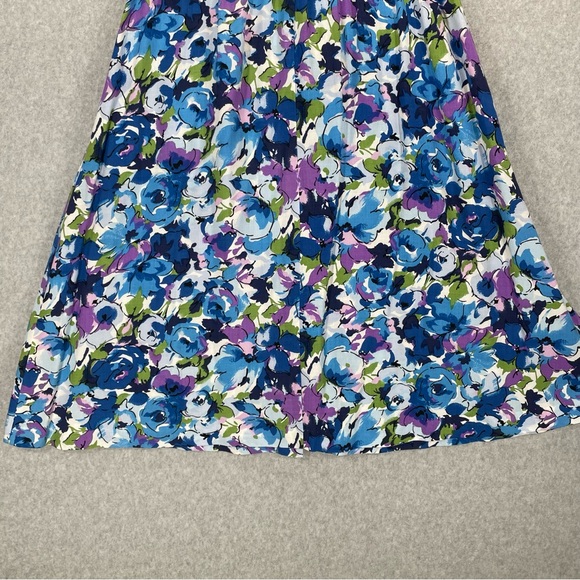 Vintage Floral Print Blue Button Front Midi Skirt - Picture 12 of 13